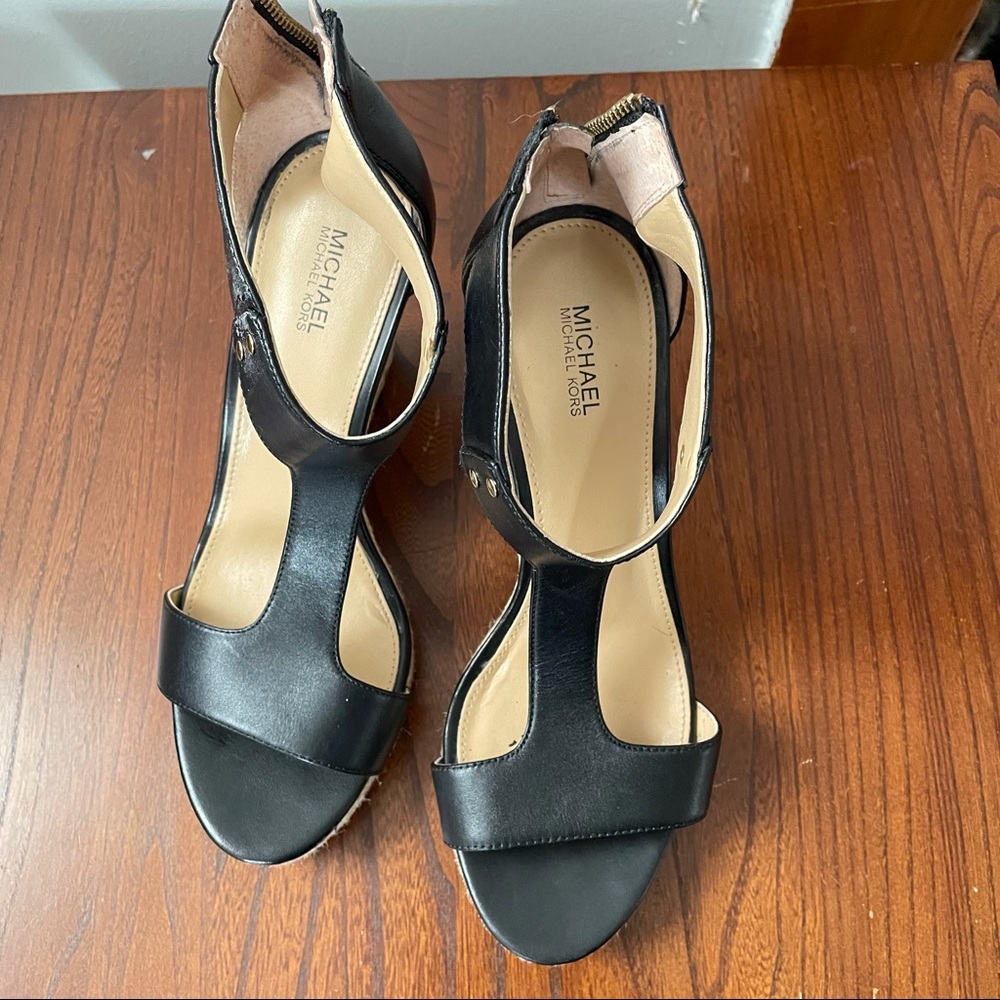 Michael Kors Leather Wedge Sandals